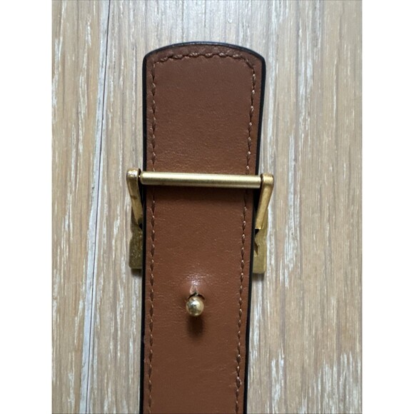 Tory Burch Size M Reversible Black Tan Saffiano Leather Belt Black Logo Buckle - Picture 13 of 14